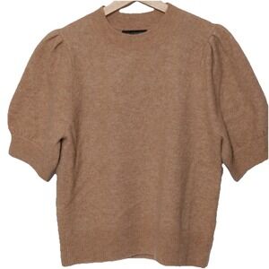 Banana Republic Alpaca Wool Sweater Womens Med Brown Puff Sleeve Pullover